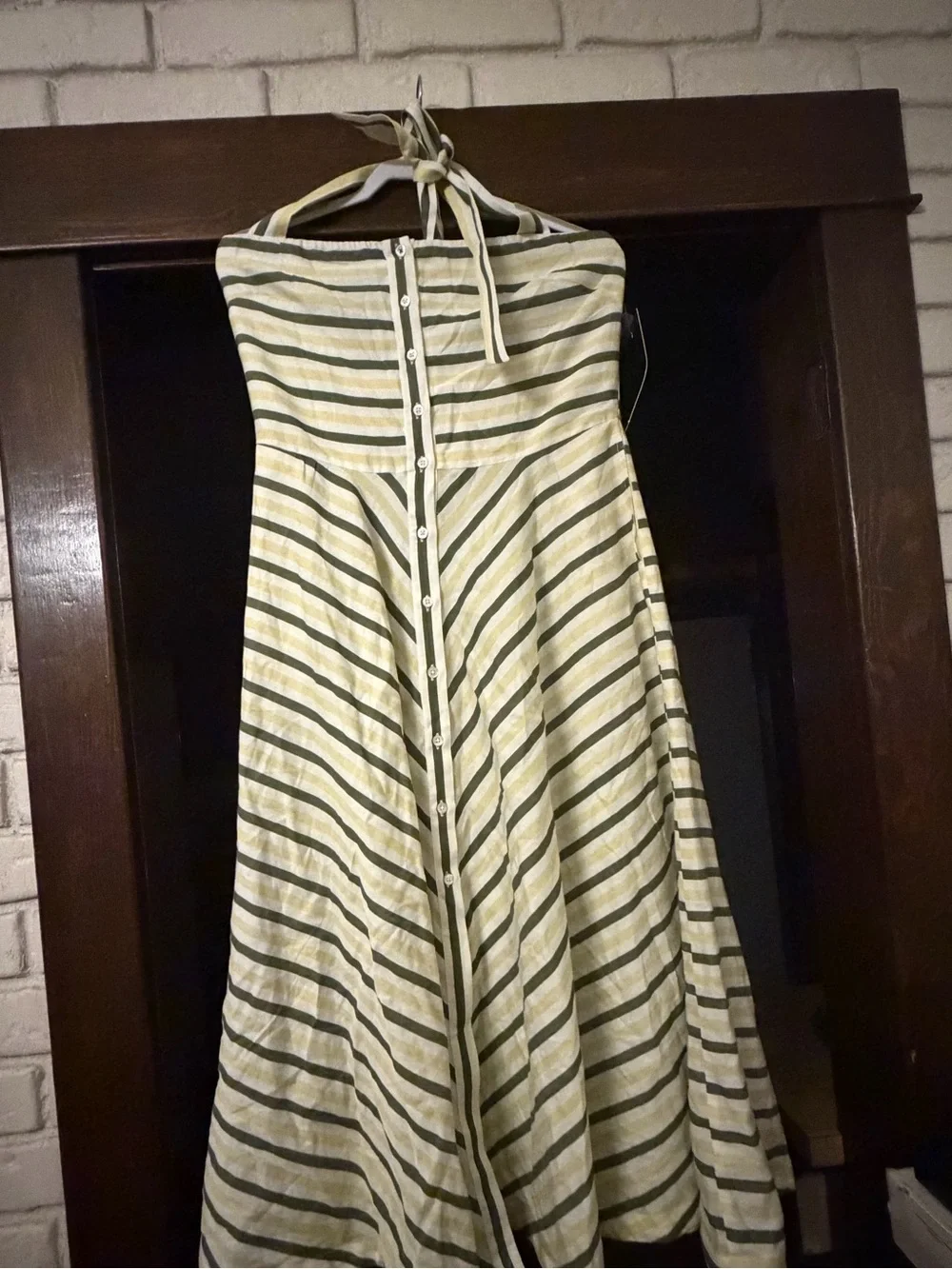 Tuckernuck Green Yellow Stripe Halter Button Down Mirabel Dress + Shorts Set NEW